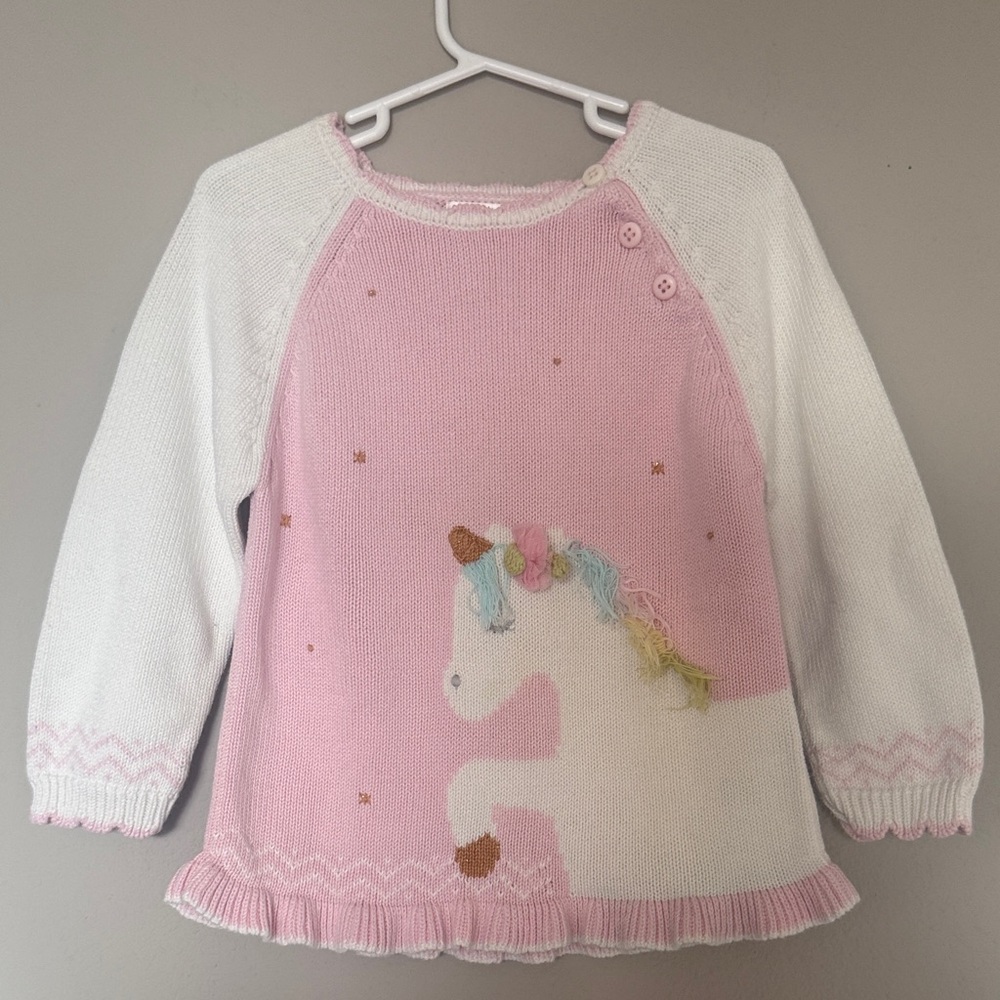 Unicorn Knit Sweater for Kids - Pink & White by Neiman Marcus Girls 2-3
